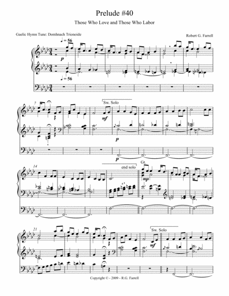 Free Sheet Music Organ Prelude 40