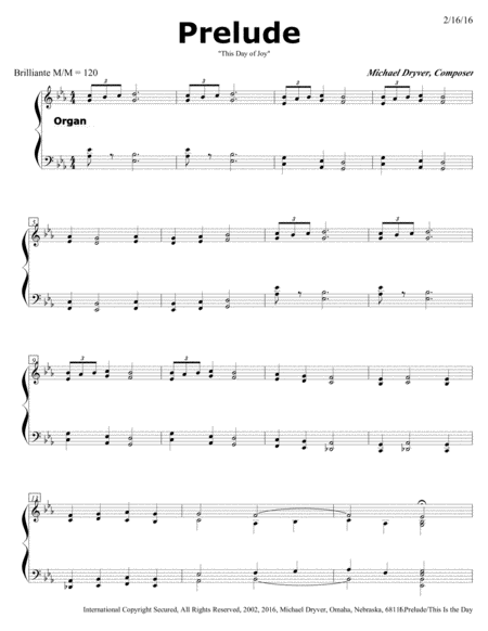 Organ Prelude This Is The Day From All Saints Celebration Mass Sheet Music