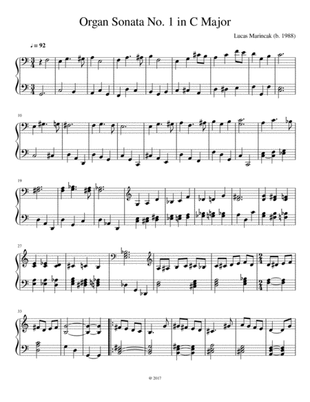 Free Sheet Music Organ Sonata No 1 In C Major
