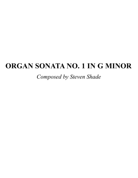 Organ Sonata No 1 In G Minor Sheet Music