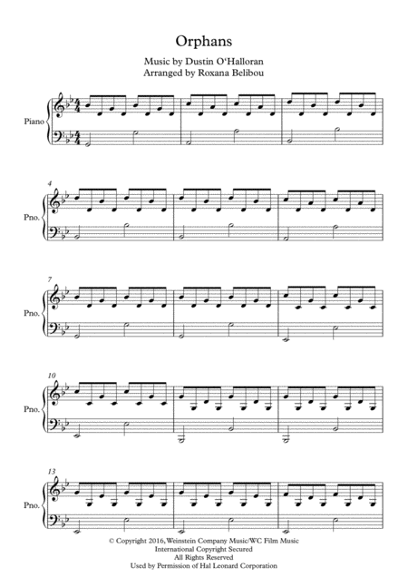 Orphans From Lion Saroo Piano Sheet Music