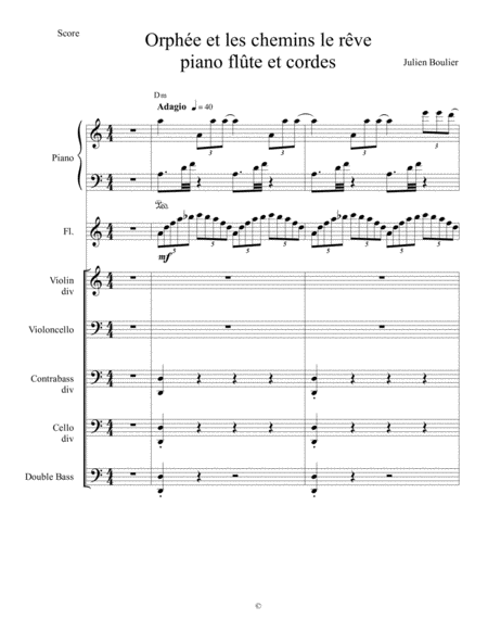 Free Sheet Music Orphe Et Les Chemins Le Rve Version Pour Piano Flte Et Cordes