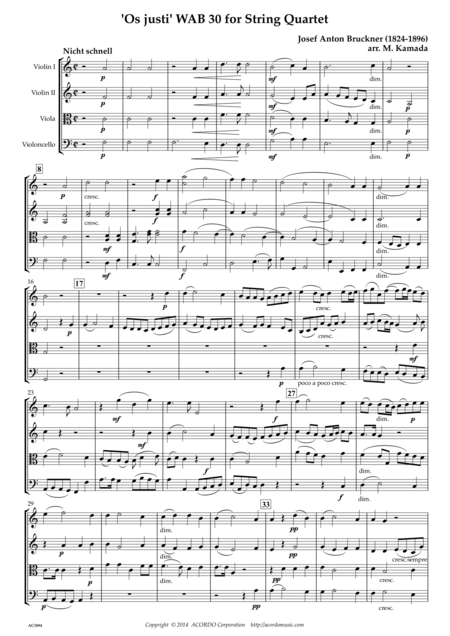 Free Sheet Music Os Justi Wab 30 For String Quartet