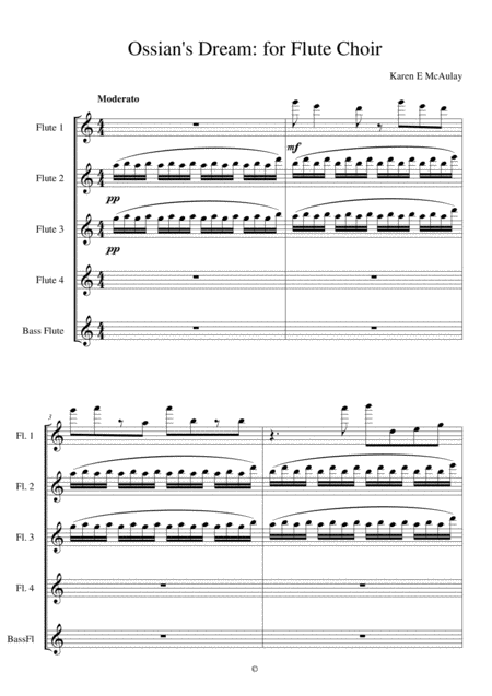 Free Sheet Music Ossians Dream For Flute Choir 4 Flutes And Bass Flute Score