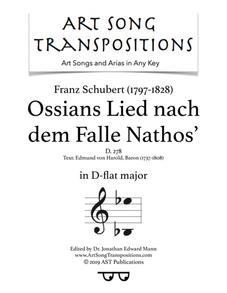 Ossians Lied Nach Dem Falle Nathos D 278 D Flat Major Sheet Music