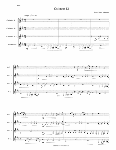 Ostinato 12 For Clarinet Quartet Sheet Music