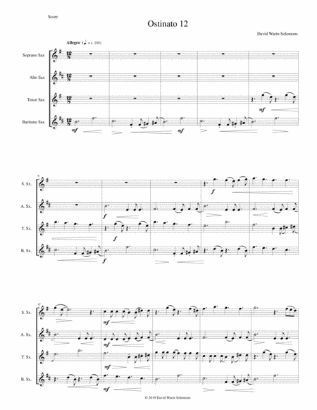 Ostinato 12 For Saxophone Quartet Sheet Music