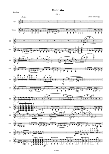 Free Sheet Music Ostinato For Flute And Guitar