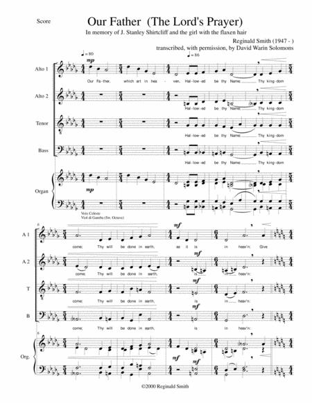 Our Father The Lord Prayer For Aatb Choir And Organ Sheet Music