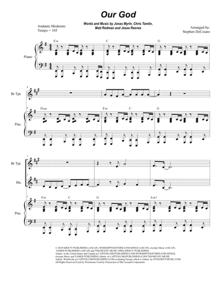 Free Sheet Music Our God Duet For Bb Trumpet And French Horn