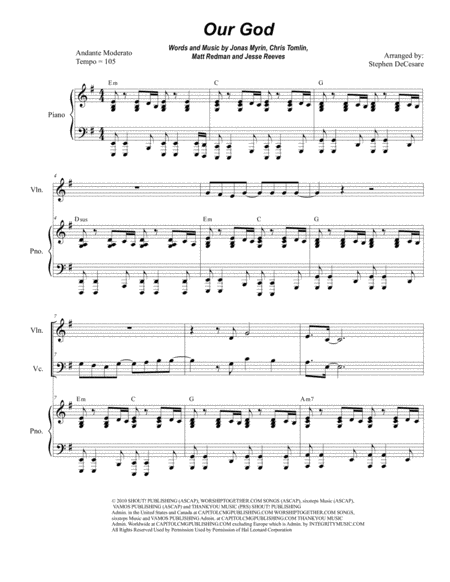 Our God Duet For Violin And Cello Sheet Music