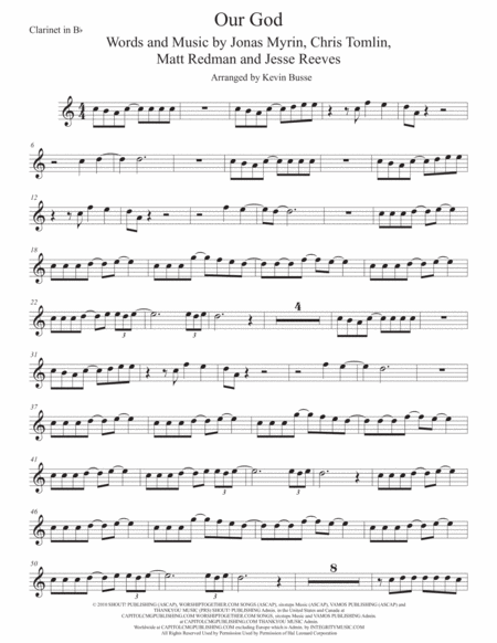 Free Sheet Music Our God Easy Key Of C Clarinet