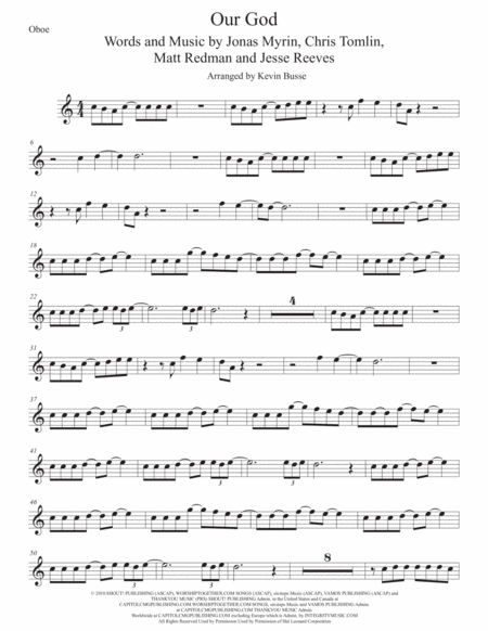 Our God Easy Key Of C Oboe Sheet Music