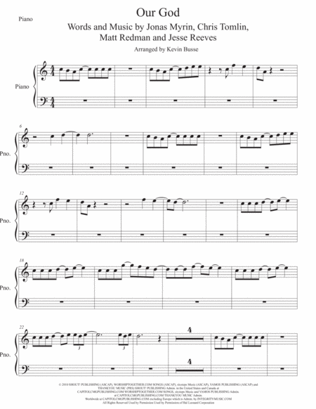 Our God Easy Key Of C Piano Sheet Music