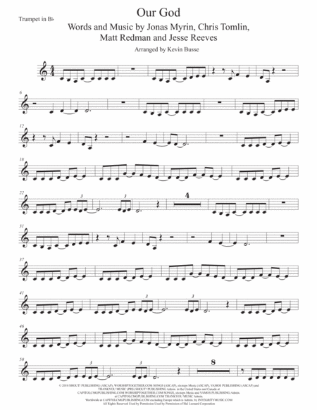 Our God Easy Key Of C Trumpet Sheet Music