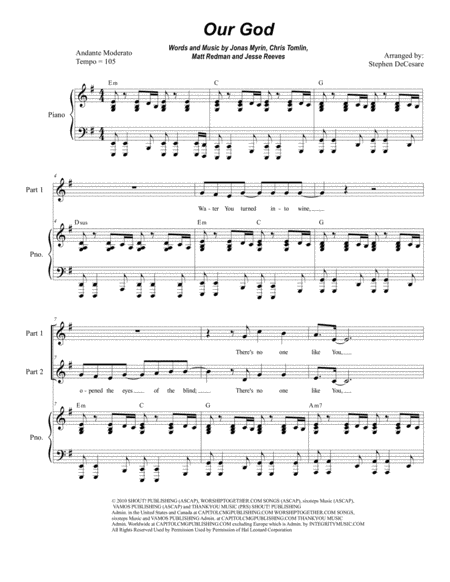 Free Sheet Music Our God For 2 Part Choir