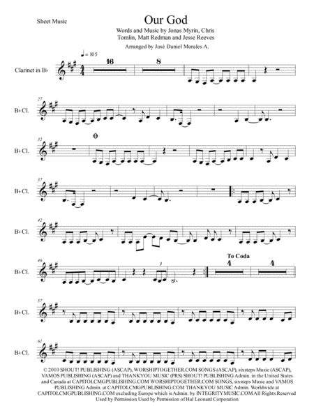 Our God For Clarinet In Bb Sheet Music