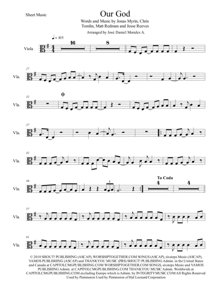 Free Sheet Music Our God For Viola