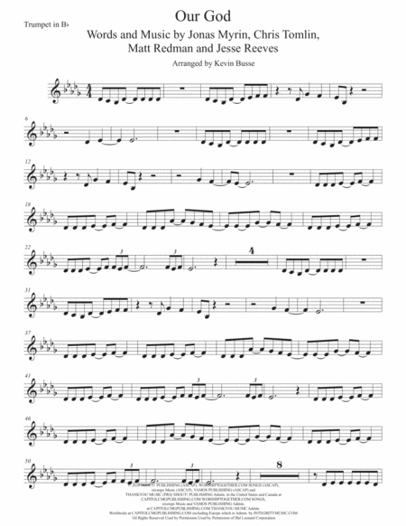 Free Sheet Music Our God Original Key Trumpet