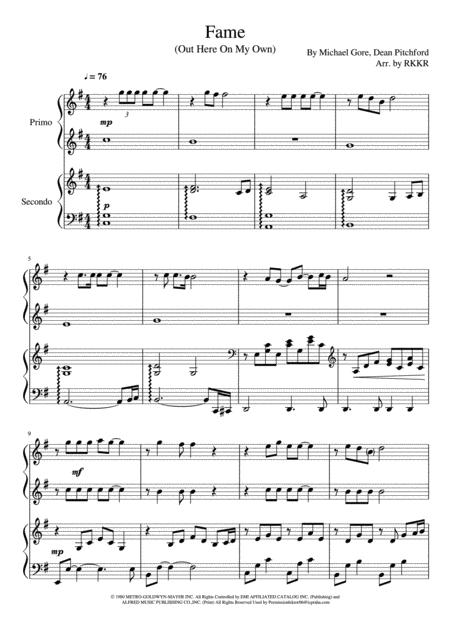 Free Sheet Music Out Here On My Own Piano Duet