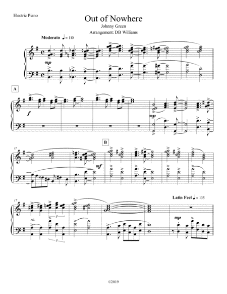 Free Sheet Music Out Of Nowhere Strings Electric Piano