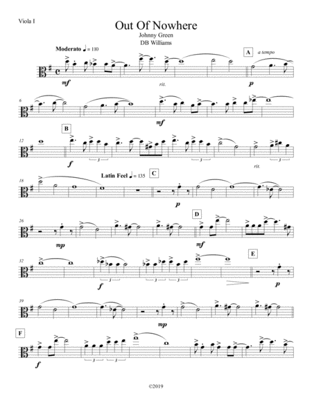 Out Of Nowhere Viola 1 Sheet Music