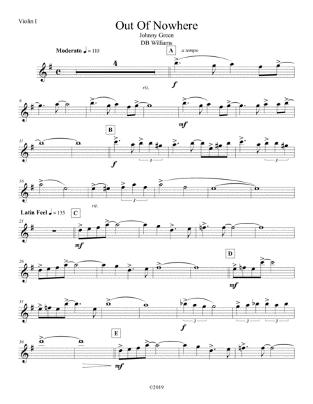 Free Sheet Music Out Of Nowhere Violin 1