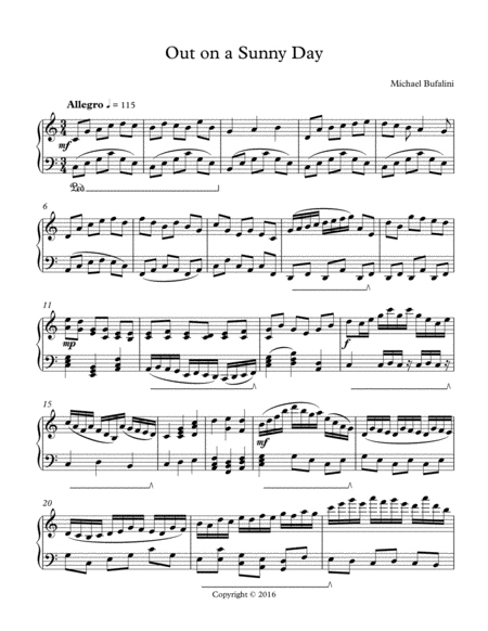 Free Sheet Music Out On A Sunny Day