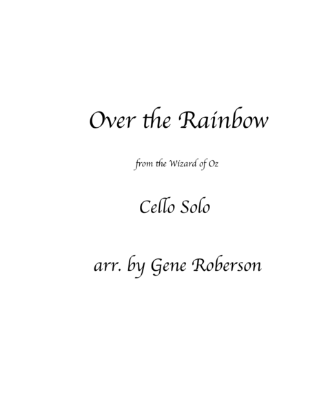 Over The Rainbow Cello Solo With Piano From The Wizard Of Oz Sheet Music