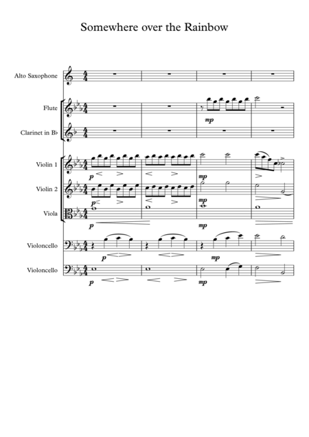 Free Sheet Music Over The Rainbow For Alto Sax Solo