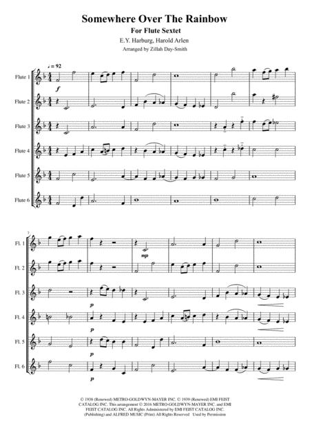 Over The Rainbow For Flute Sextet Sheet Music