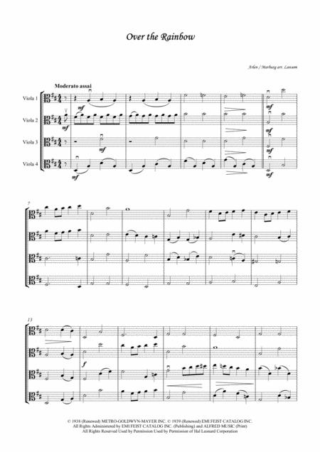 Free Sheet Music Over The Rainbow For Four Violas