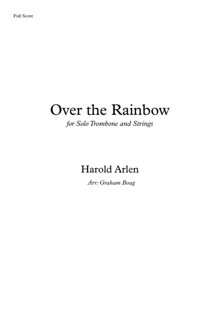 Over The Rainbow For Trombone Solo And Strings Sheet Music