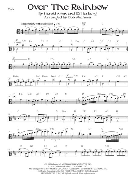 Free Sheet Music Over The Rainbow For Viola Solo