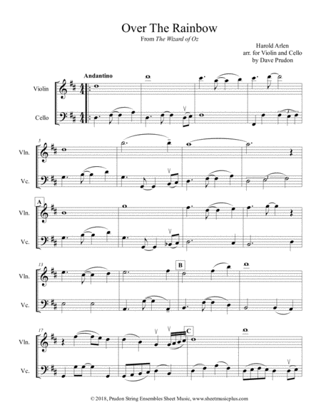 Over The Rainbow For Violin And Cello Sheet Music