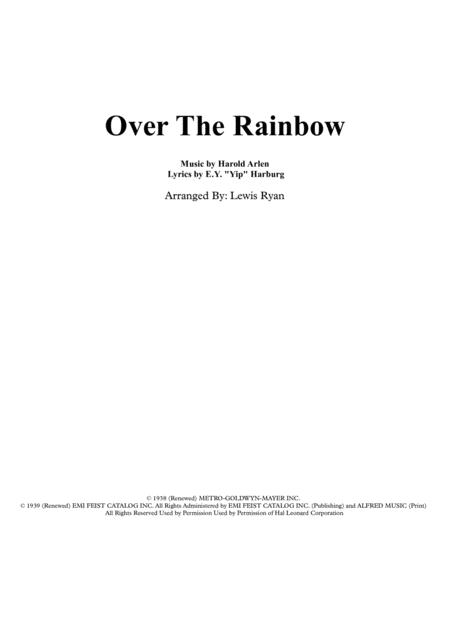 Over The Rainbow From The Wizard Of Oz Advanced Sheet Music