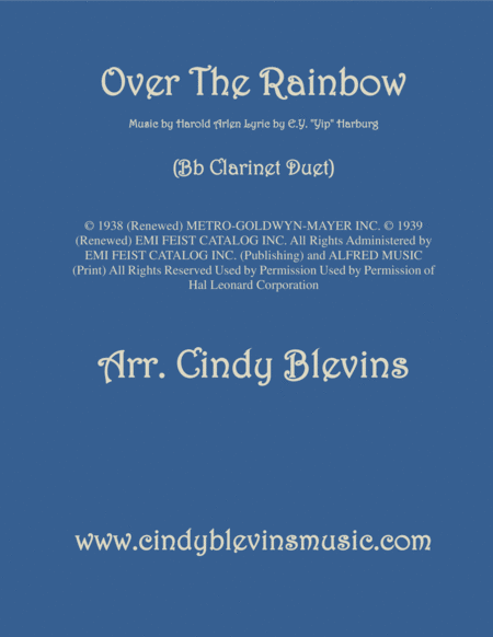 Free Sheet Music Over The Rainbow From The Wizard Of Oz Arranged For Bb Clarinet Duet