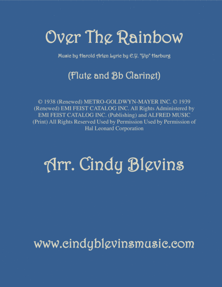 Over The Rainbow From The Wizard Of Oz Arranged For Flute And Bb Clarinet Sheet Music