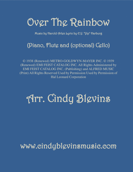 Over The Rainbow From The Wizard Of Oz Arranged For Piano Flute And Optional Cello Sheet Music