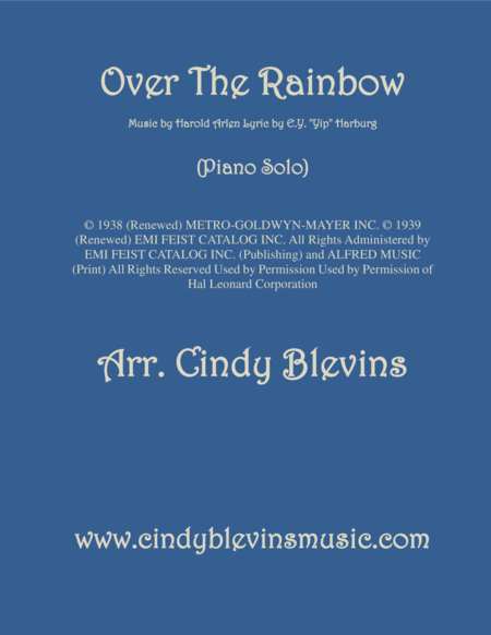 Free Sheet Music Over The Rainbow From The Wizard Of Oz Arranged For Piano Solo