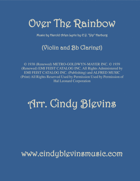 Over The Rainbow From The Wizard Of Oz Arranged For Violin And Bb Clarinet Sheet Music