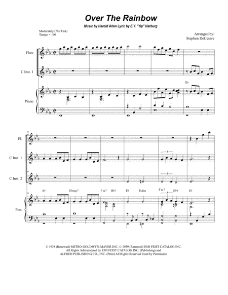 Over The Rainbow From The Wizard Of Oz Duet For C Instruments Sheet Music