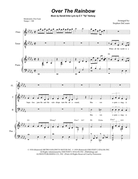 Over The Rainbow From The Wizard Of Oz For 2 Part Choir Tb Sheet Music