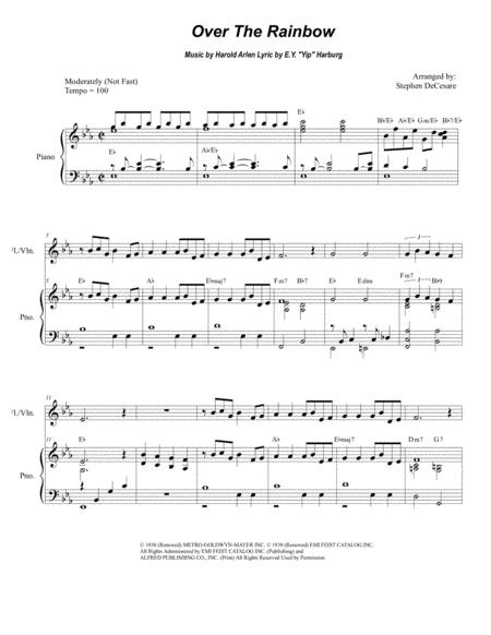 Over The Rainbow From The Wizard Of Oz For Flute Or Violin Solo And Piano Sheet Music