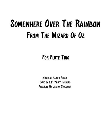 Over The Rainbow From The Wizard Of Oz For Flute Trio Sheet Music