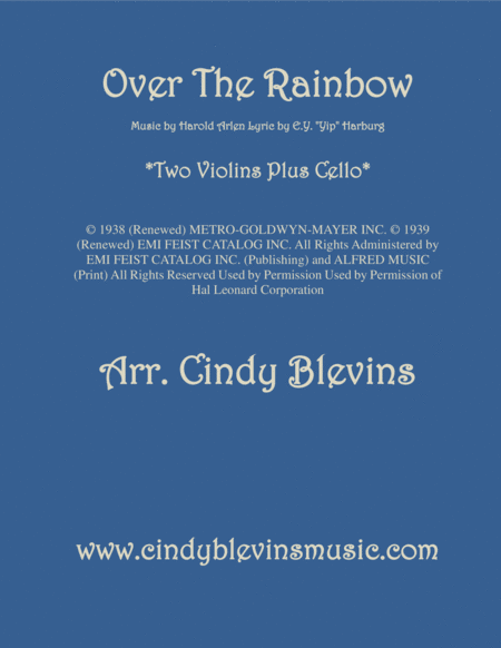 Over The Rainbow From The Wizard Of Oz For Two Violins And Cello Sheet Music