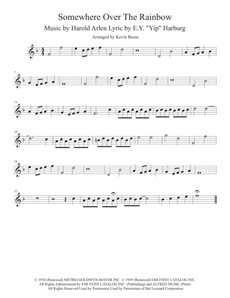 Over The Rainbow From The Wizard Of Oz Oboe Sheet Music