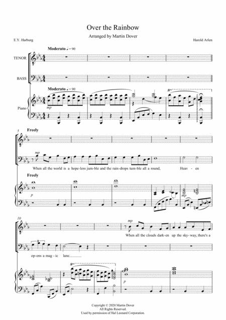 Free Sheet Music Over The Rainbow From The Wizard Of Oz Tb Two Part Choir Lower Voices