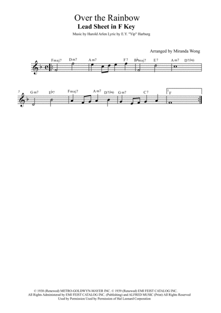 Over The Rainbow From The Wizard Of Oz Tenor Or Soprano Saxophone Solo Sheet Music