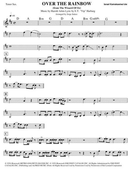 Free Sheet Music Over The Rainbow Tenor Sax